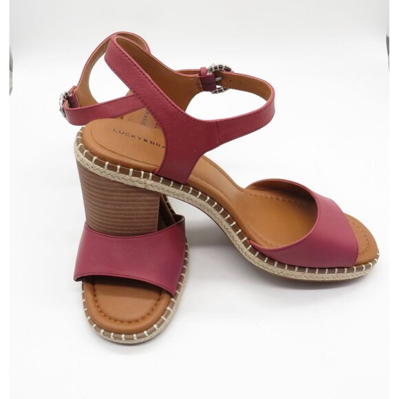 Lucky Brand Women's Rose Red Ankle Strap Block Heel Sandals Size 12 NEW - Picture 6 of 7